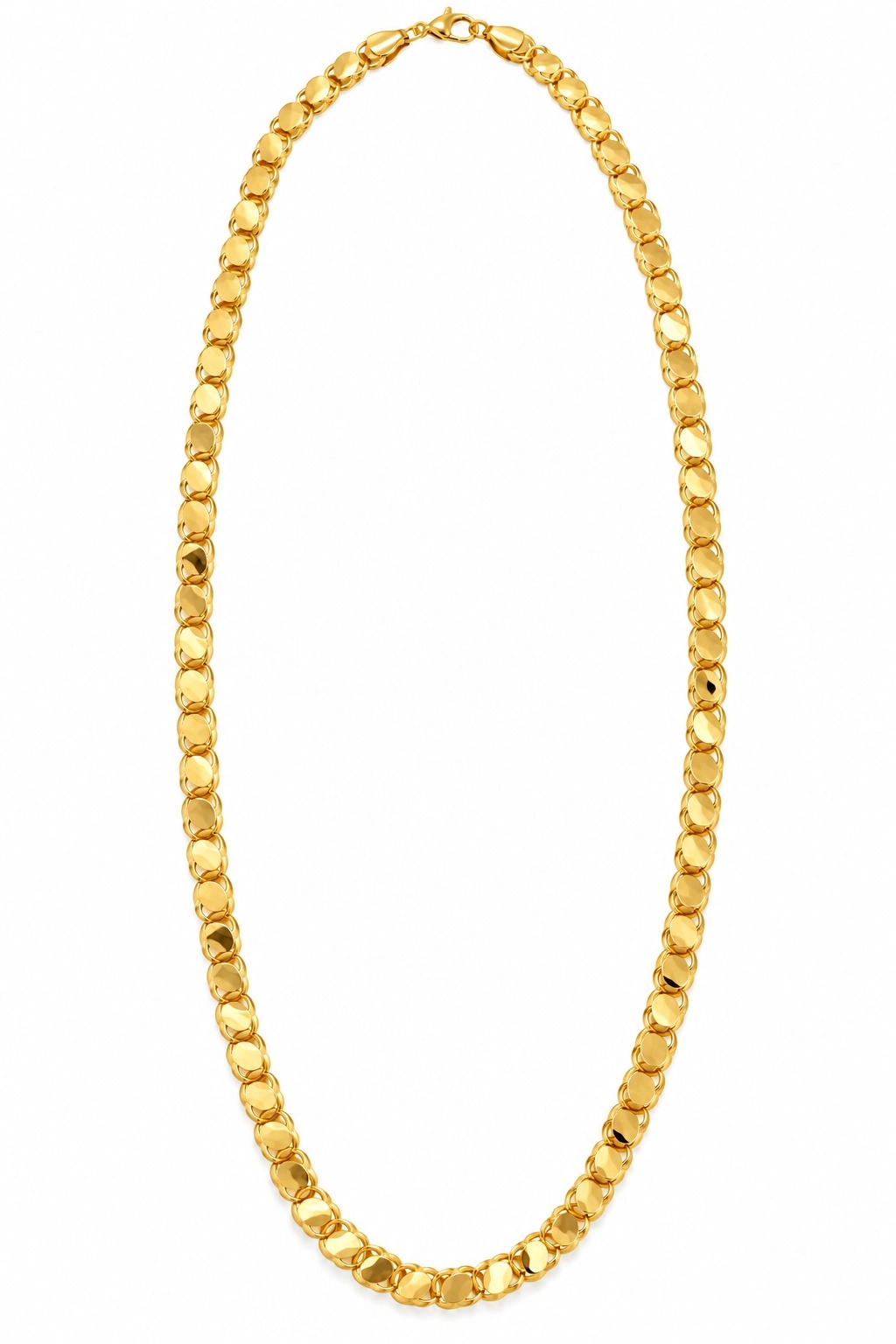 14 Ayar Altın Pullu Model Zincir – 5 mm, 65 cm