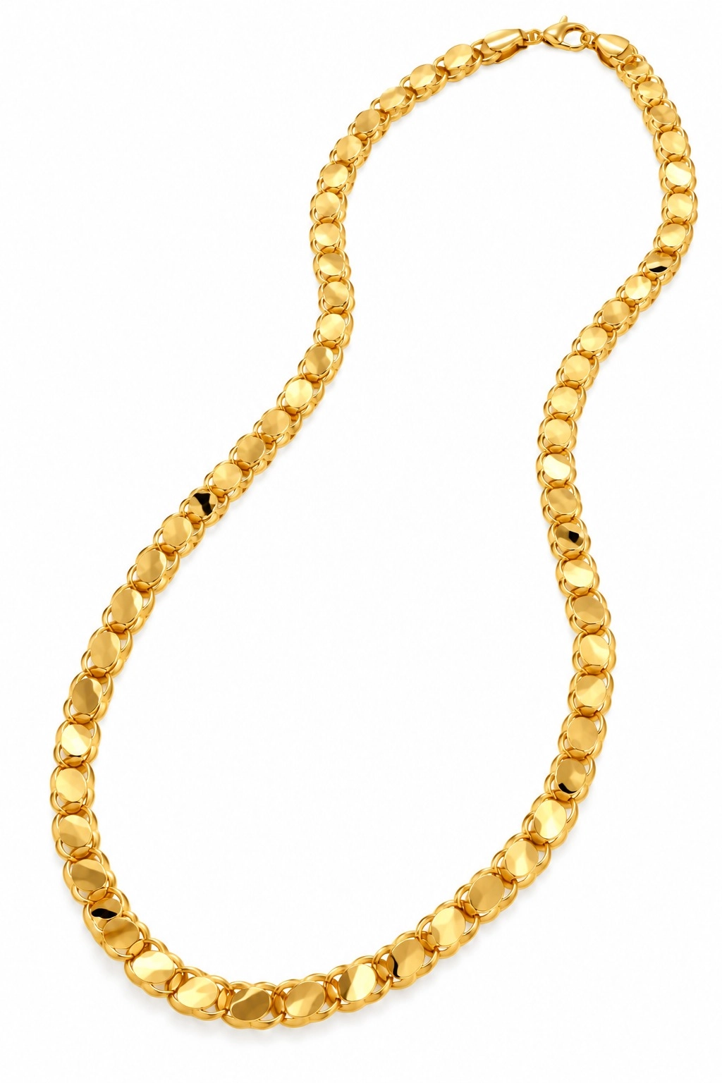 14 Ayar Altın Pullu Model Zincir – 5 mm, 60 cm