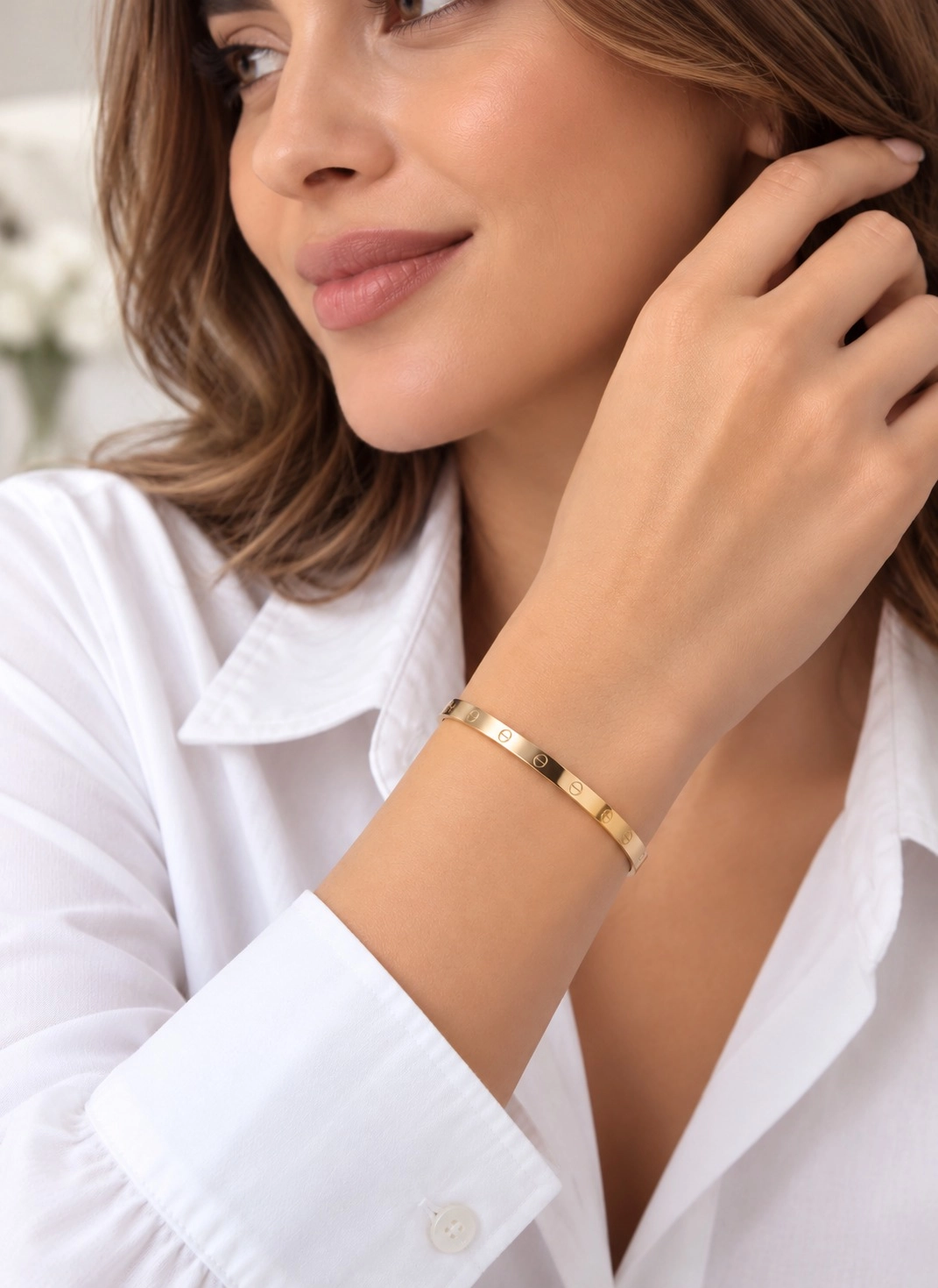 Altın Taşsız Model Kelepçe Bilezik-4 Mm