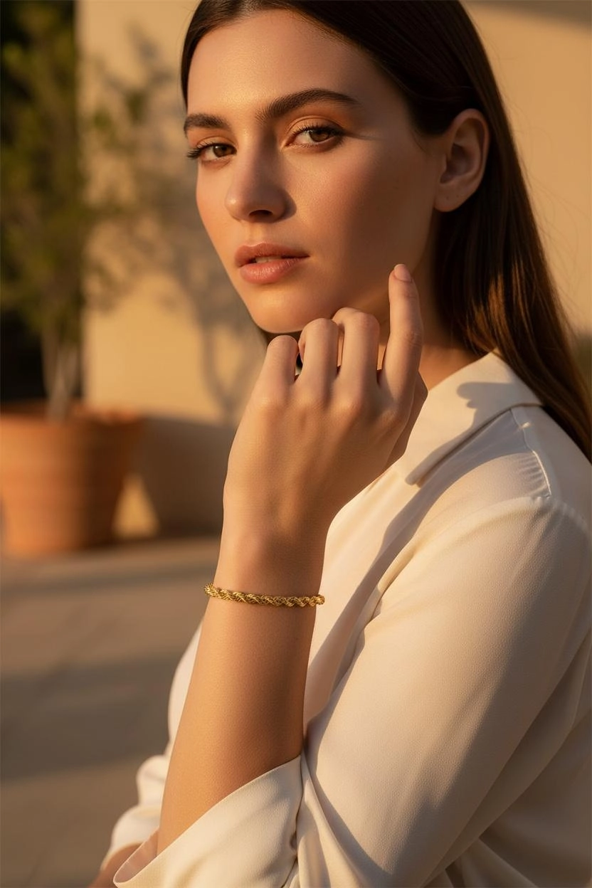 Altın Halat Burgu Model Bilezik