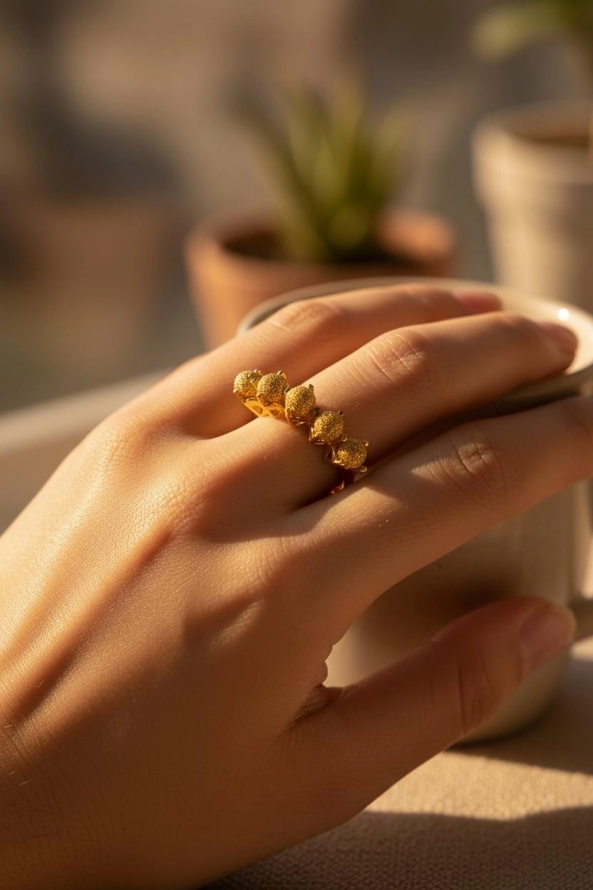 Altın Beş Top Yüzük – 22 Ayar Görünümlü-İstanbul Aynı Gün Teslimat