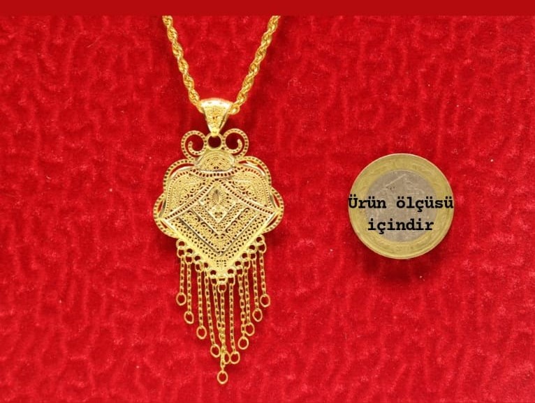 Altın Hint Kolye Ucu ve Halat Zincir 3753
