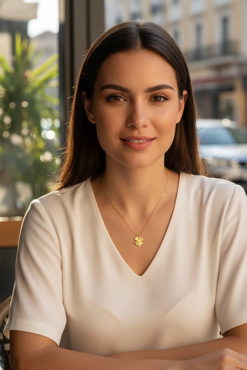 Altın Yonca Kolye Ucu ve Zinciri