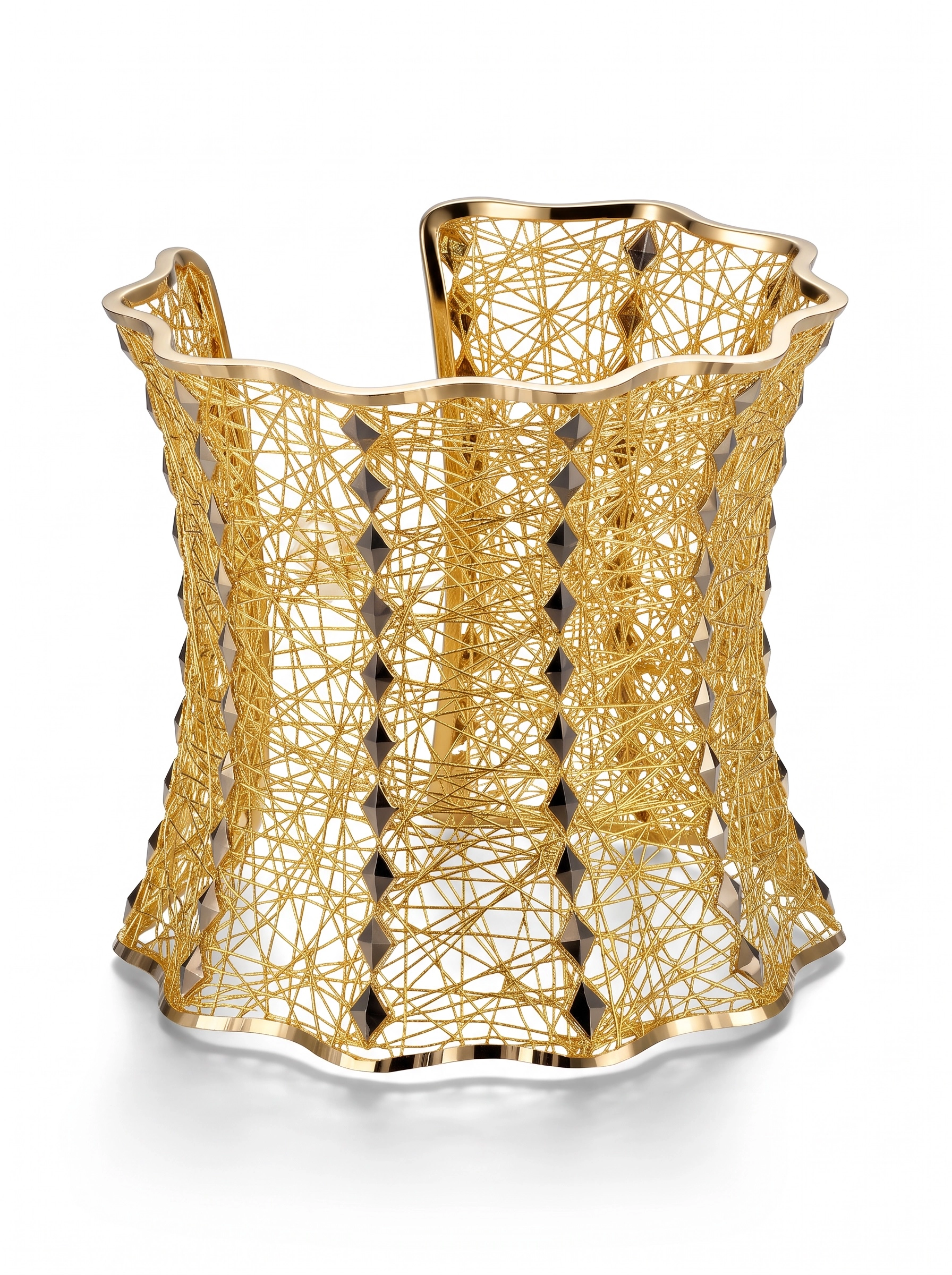 Altın Tül Model Kelepçe Bilezik-7 Cm Enınde