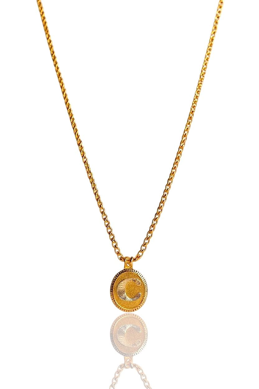 14 Ayar Altın Halat Burgu Zincirli Nostaljik Oval Harf Kolye – 1,30 Gram-İstanbul Aynı Gün Teslimat