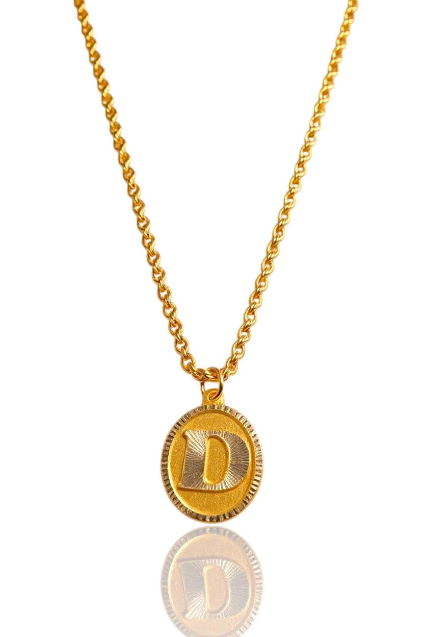 14 Ayar Altın Halat Burgu Zincirli Nostaljik Oval Harf Kolye – 1,30 Gram-İstanbul Aynı Gün Teslimat