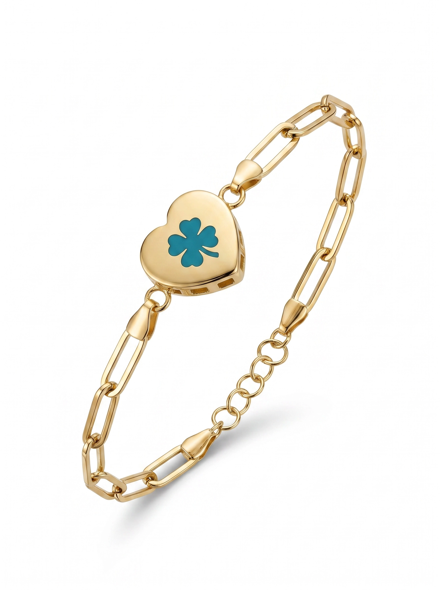 14 Ayar Altın Mineli Kalp Figürlü Ataç Model Bileklik-Zarif Tasarım