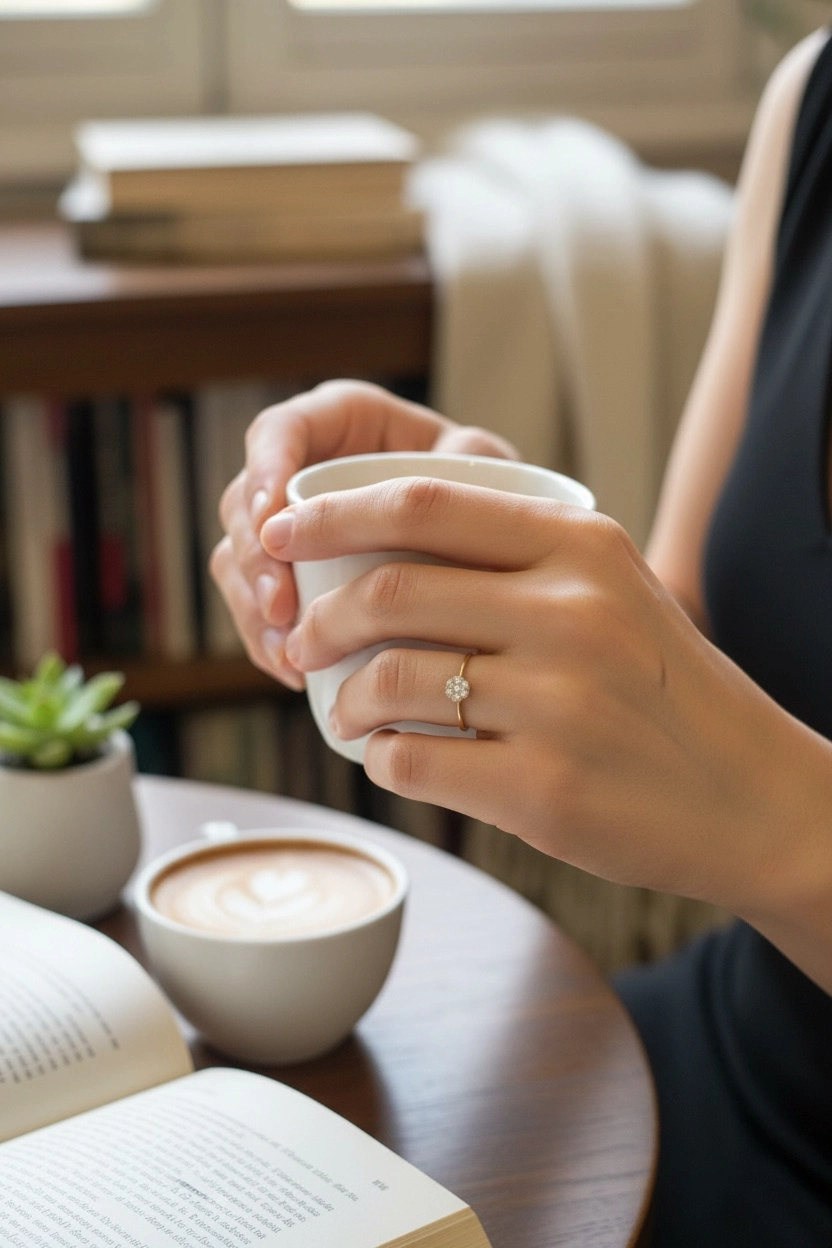 14 Ayar Altın Minimal Taşlı Yüzük