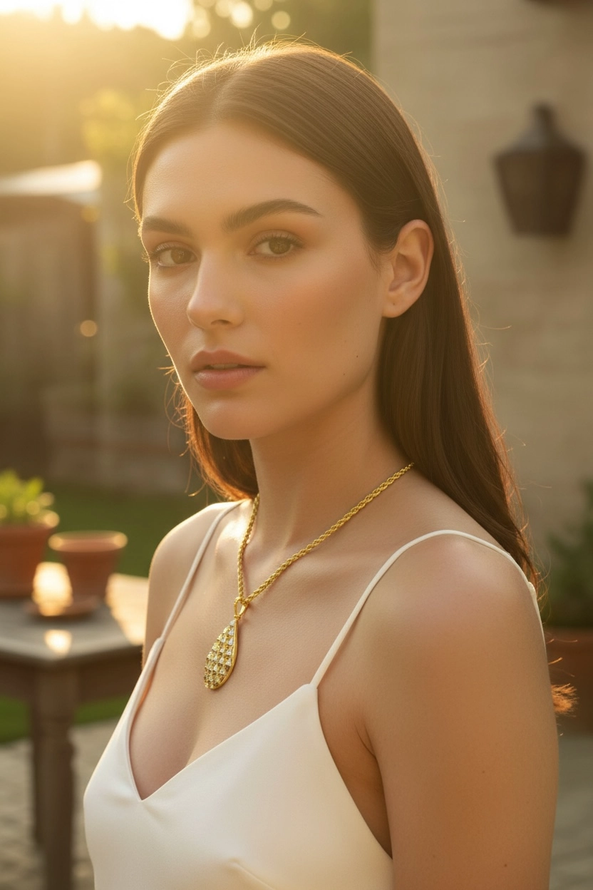 14 Ayar Altın Baklava Model Kolye Uclu Halat Zincir 2729