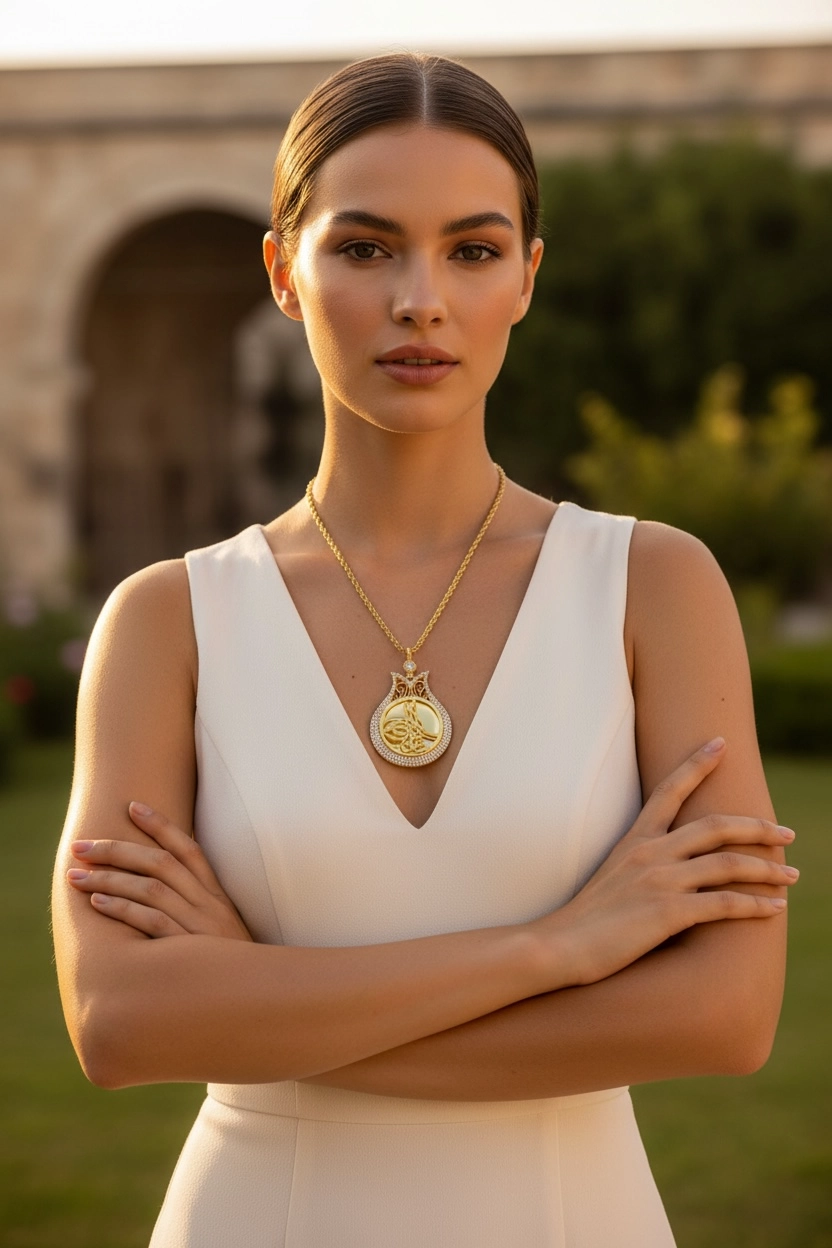 Altın Lale Model Tuğralı Kolye Uçlu Halat Zincir – 18 Gram