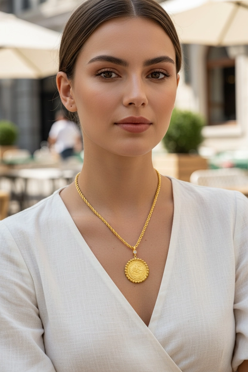 Altın Dorika Toplu Baskı Reşat Model Kolye Uçlu Halat Zincir – 8,50 Gram