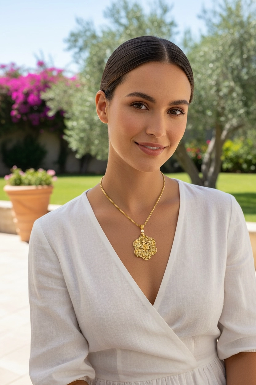 Tuğralı Damla Model Kolye Uçlu Halat Zincir