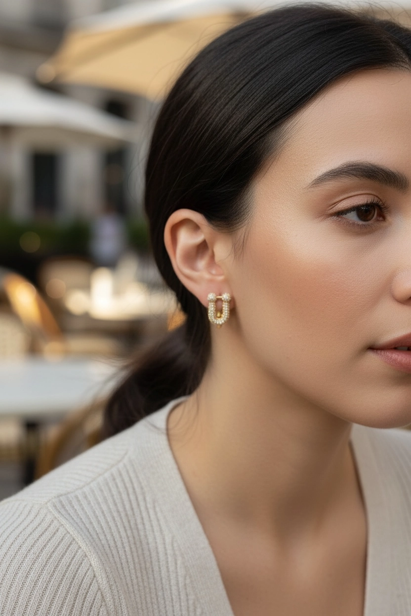 14 ayar altın taşlı J küpe-İstanbul Aynı Gün Teslimat