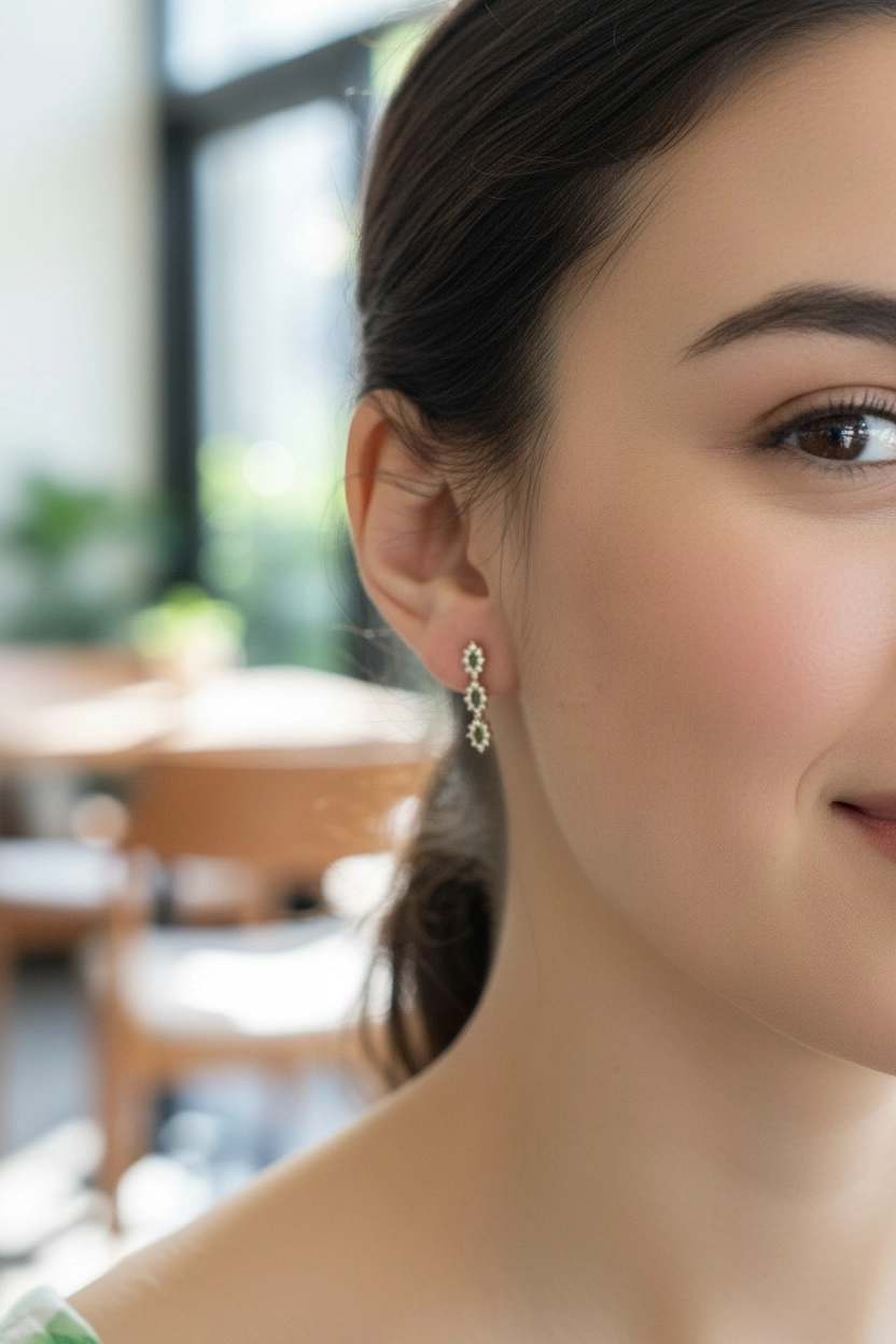 14 ayar altın vidalı damla model taşlı küpe-İstanbul Aynı Gün Teslimat