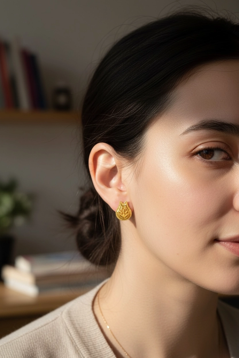 Altın Hint Model J Küpe – 22 Ayar Altın Görünümlü