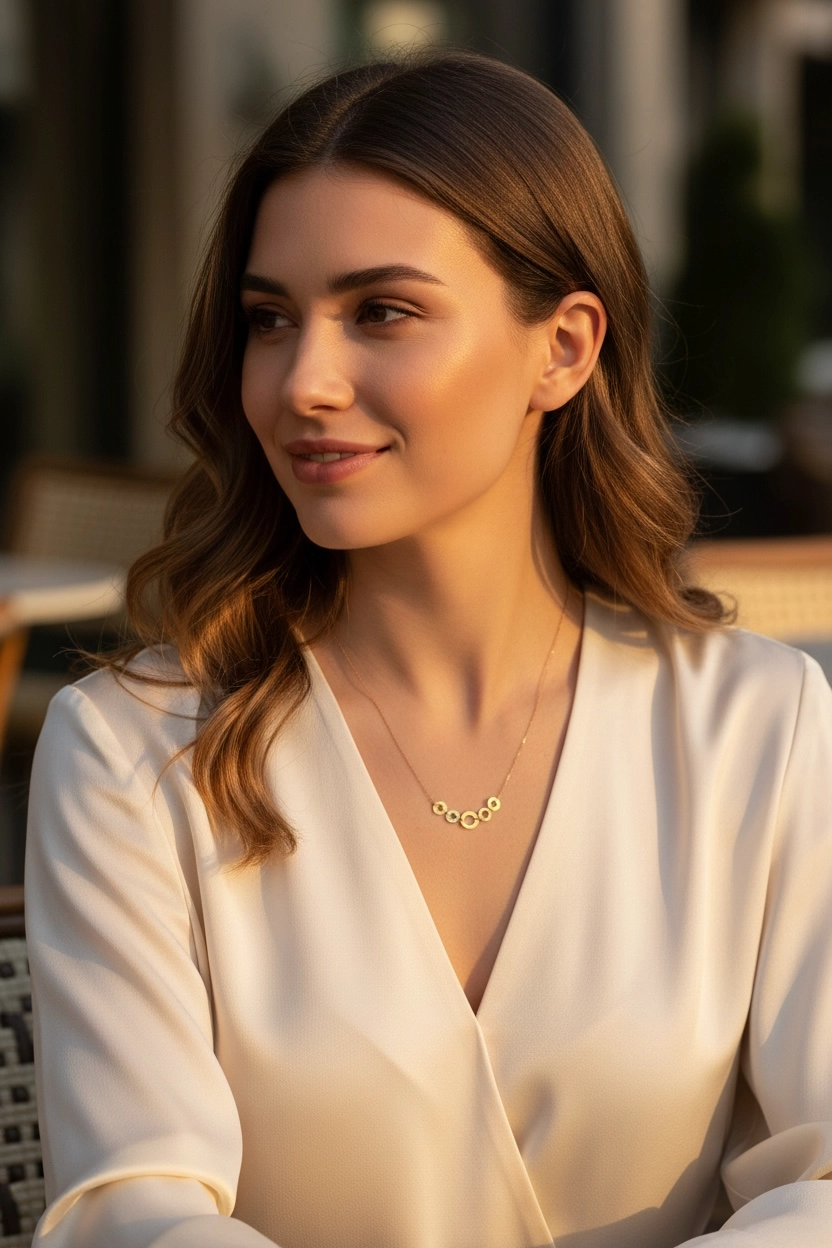 14 Ayar Altın Halka Model Kolye Uçlu Zincir