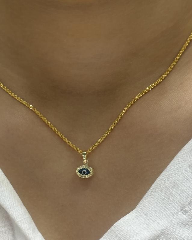  14 Ayar Altın Nazar Boncuklu Halat Zincir 26096