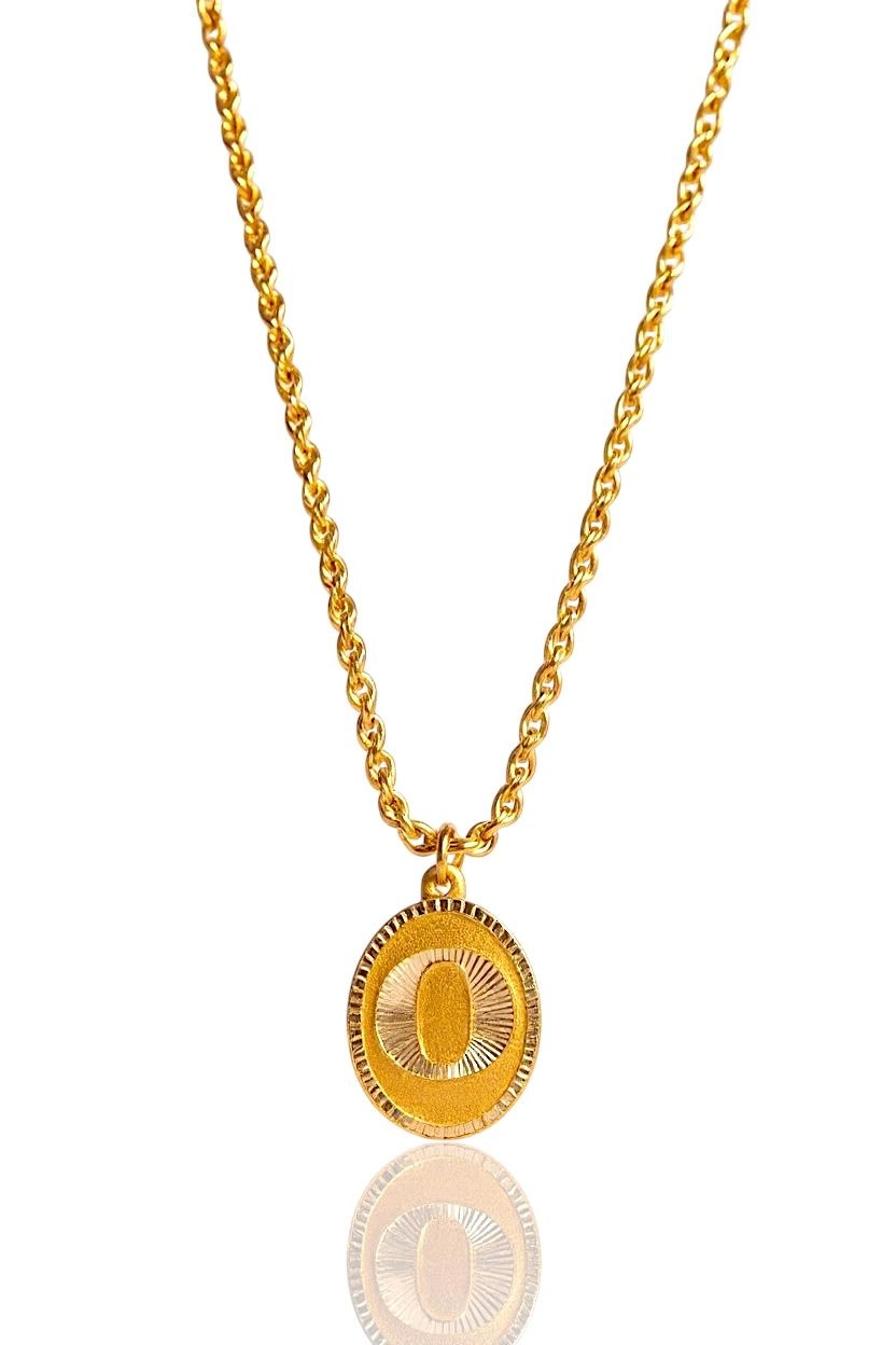 14 Ayar Altın Halat Burgu Zincirli Nostaljik Oval Harf Kolye – 1,30 Gram-İstanbul Aynı Gün Teslimat
