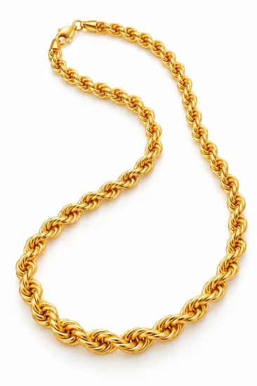 14 Ayar Altın Halat Burgu Zincir – 5 mm, 55 cm