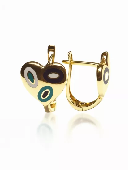  Altın Mineli Kalp Küpe