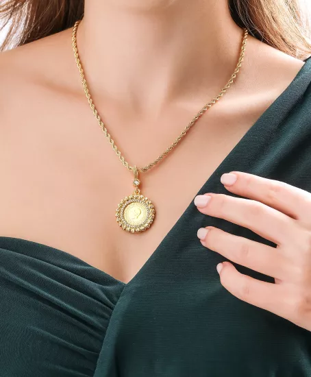 22 Ayar Çeyrek Altınlı Halat Zincir(Dorika Toplu)