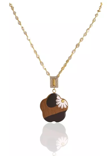 Altın Aynalı Zincirli Plaka Kolye Ucu