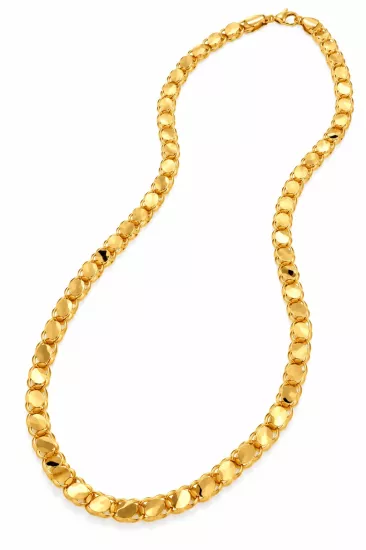 14 Ayar Altın Pullu Model Zincir – 5 mm, 60 cm