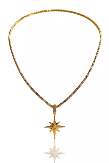  Altın Kutup Yıldız Kolye Uçlu Zincir