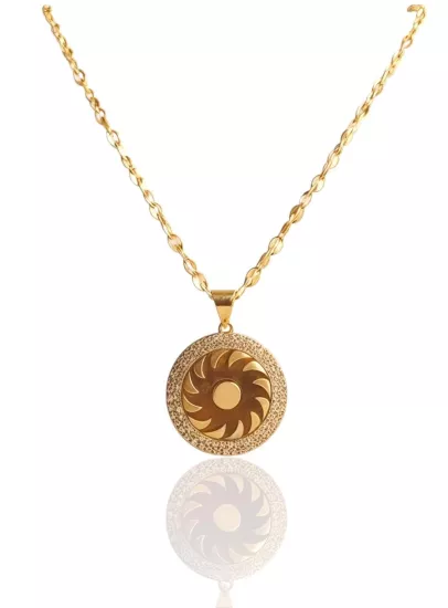 Altın Aynalı Zincrili Güneş Kolye Ucu