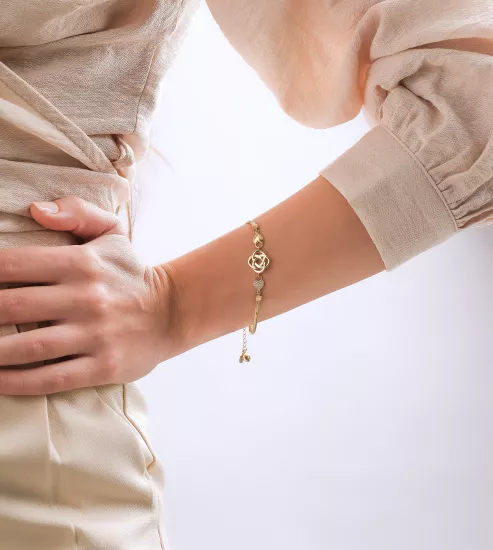 Altın Aşk Düğümü Model Balık Sırtı Bileklik