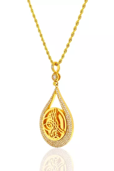 Altın Damla Model Tuğralı Kolye Uçlu Halat Zincir – 18,50 Gram
