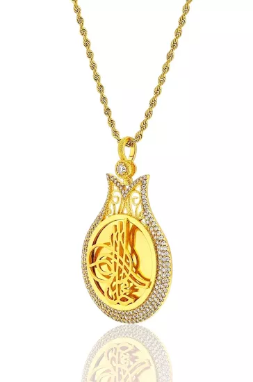 Altın Lale Model Tuğralı Kolye Uçlu Halat Zincir – 18 Gram