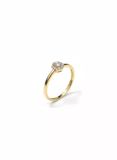14 Ayar Altın Minimal Kristal Model Yüzük – Zarafetin Işıltılı Hali