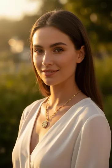  Altın Aynalı Zincirli Yonca Kolye Ucu