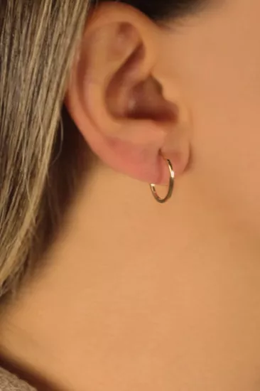 14 Ayar Altın Minimal Halka Küpe