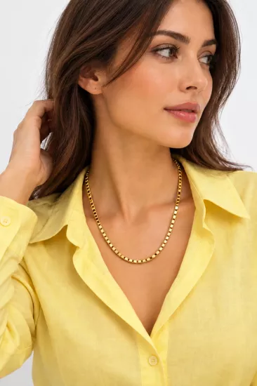 14 Ayar Altın Pullu Model Zincir 65 cm – 4 mm