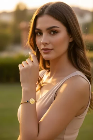  Çeyrek Altınlı Nazar Boncuklu Halat Model Bileklik
