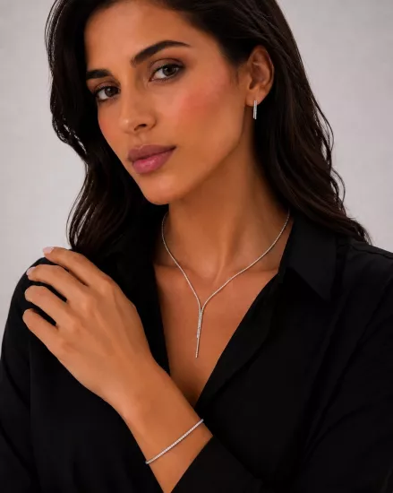 14 Ayar Beyaz Altın Su Yolu Model Set