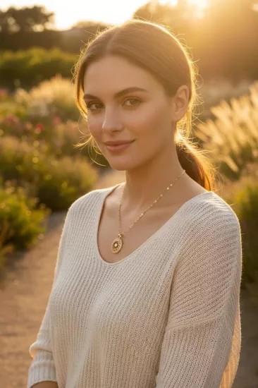 Altın Aynalı Zincrili Güneş Kolye Ucu