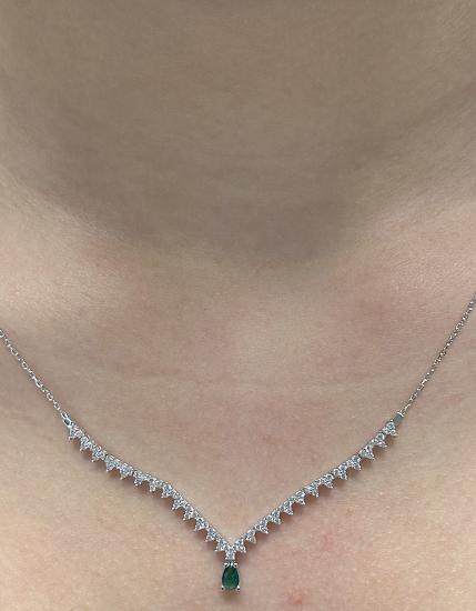  14 Ayar Altın Yeşil Taşlı Damla Model Su Yolu Düğün-Nişan Seti