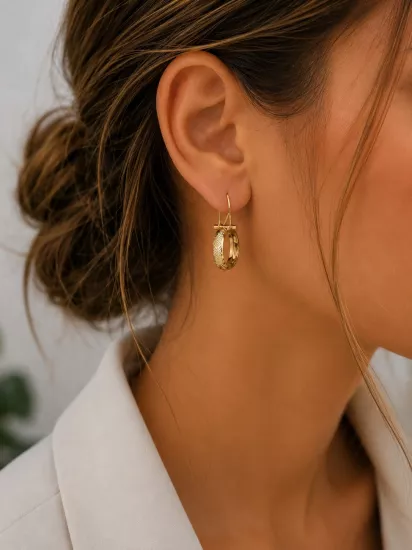 14 Ayar Altın Halep Küpesi Halka Model