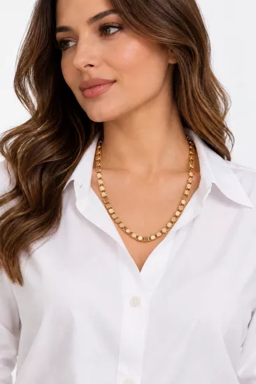 14 Ayar Altın Pullu Model Zincir – 5 mm, 60 cm