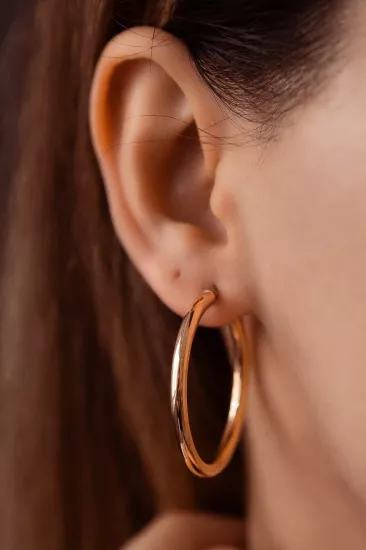 14 Ayar Altın Bombeli Halka Küpe