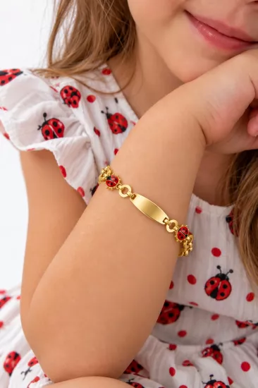14 Ayar Altın Uğur Böceği Model Çocuk Künye