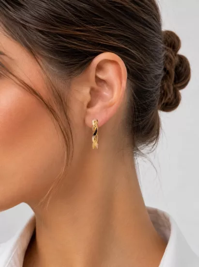 14 Ayar Altın Sarmaşık Model Halka Küpe