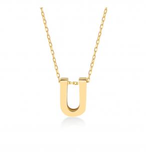 Altın 3 Boyutlu U Harfi ve Zinciri