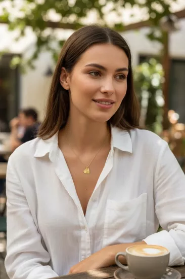 Altın Kalpli Kolye Ucu ve Zinciri