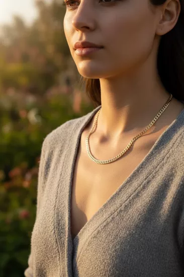 14 Ayar Altın Gurmet Kolye– 5 mm Genişlik