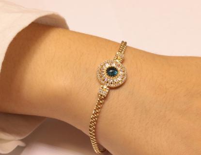 Altın Mavi Taşlı Gurmet Model Bileklik