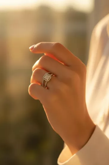 8 Ayar Beyaz Altın İkili Baget Taşlı Yüzük – 2,30 gr | Zarafetin Modern Hali